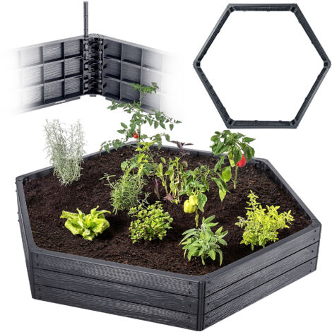 KADAX Gartenbeet, Hochbeet, Pflanzenbeet zum Anbau, Fünfeck, Anthrazit