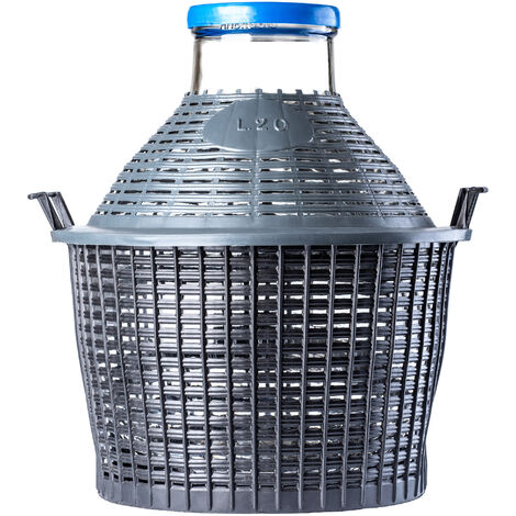 KADAX Glasballon, Gärballon mit Kunststoffkorb, weite Öffnung, Weinballon, 25L