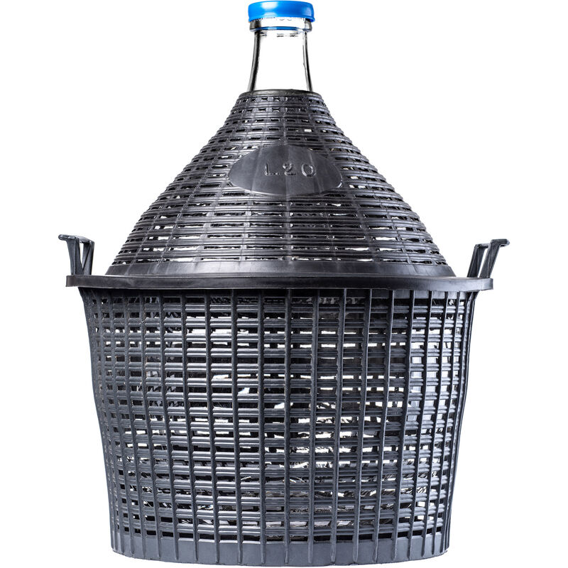 Kadax Glasballon, Gärballon Mit Kunststoffkorb, Gummistopfen, 15l