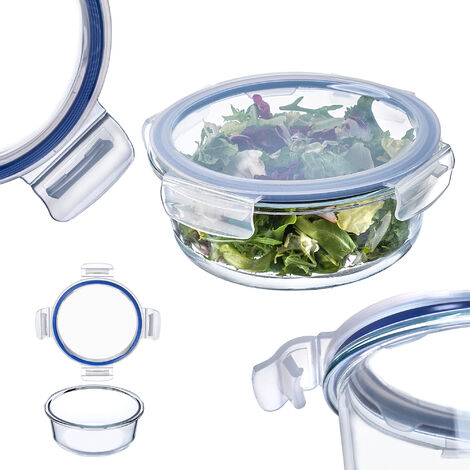 KADAX Glasbehälter mit Deckel, Lebensmittelbehälter, Rund, 1300 ml