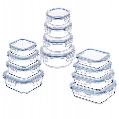KADAX Glasbehälter-Set mit Deckel, rechteckig + Rund + quadratisch