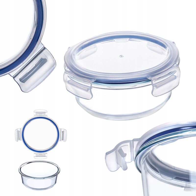 Kadax Glasbehälter Mit Deckel, Lebensmittelbehälter, Rund, 950 Ml