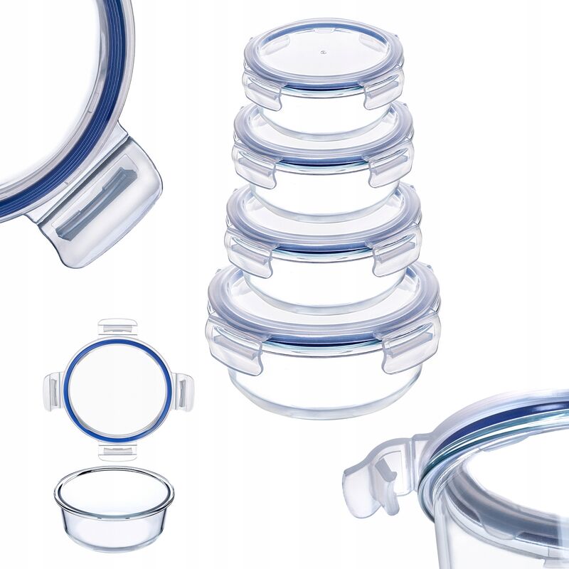 Kadax - Glasbehälter Set Mit Deckel, Rund, 400+600+950+1300ml