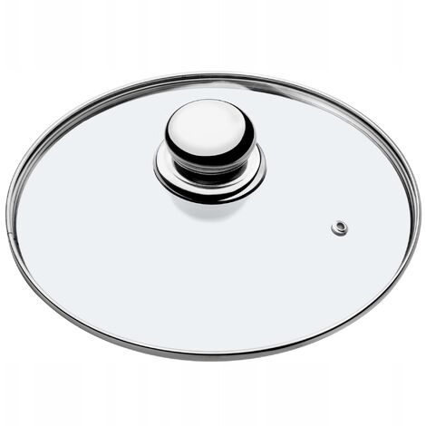 KADAX Glasdeckel mit Griff aus Stahl, Deckel für Topf, mit Dampfloch, 20 cm