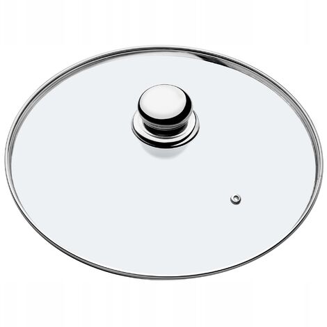 KADAX Glasdeckel mit Griff aus Stahl, Deckel für Topf, mit Dampfloch, 28 cm