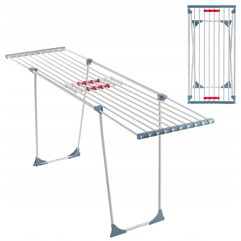 Grand séchoir à linge télescopique, étendoir à linge à ailes en acier revêtu par pulvérisation, avec une longueur de séchage de 20 m, (blanc xl)