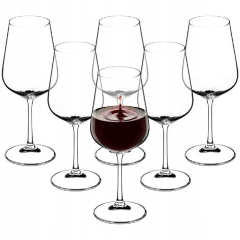 KADAX Grande Verres à Vin Rouge de 450 ml, Ensemble de Verres à Pied Élégants et Raffinés Faits en Cristal de Titane pour les Dégustations (Lot de 6)