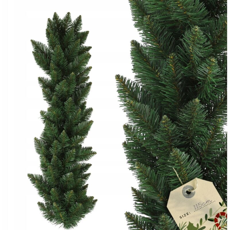 Kadax - Guirlande de sapin de Noël 112 cm vert épais