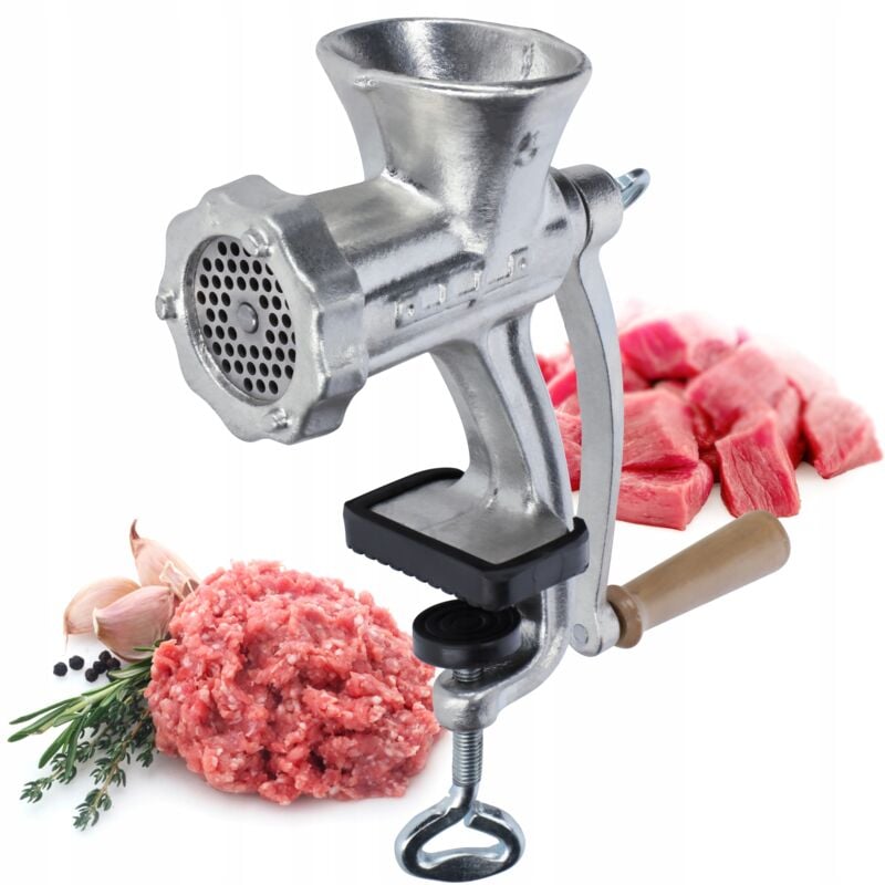 Kadax - Hachoir à viande en fonte - 6 tailles - Machine à viande, manuelle, vintage, avec pince de table - Broyeur galvanisé (taille 5)