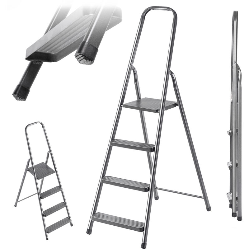 Kadax Home Leiter Stahl Std4 4 Stufen, Esche