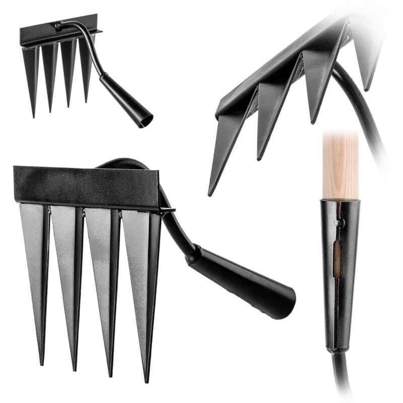 Kadax - Houe de désherbage à 4 dents, griffes de jardinage, desserrage des plantes