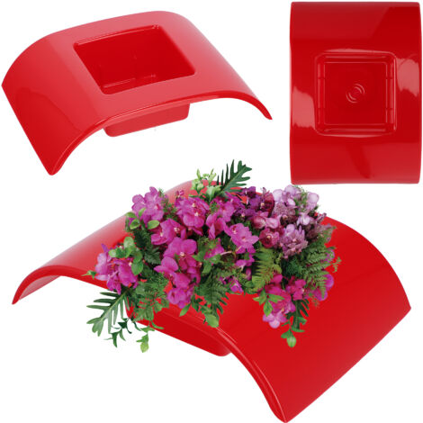 KADAX Ikebana aus Kunststoff, Blumentopf, Blumenschale, 19 cm, Rot