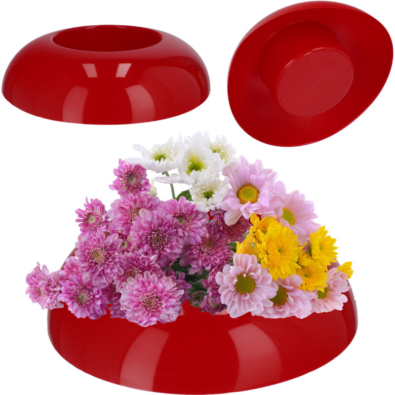 Kadax Ikebana Aus Kunststoff, Blumentopf, Blumenschale, Rund, 12 Cm, Rot