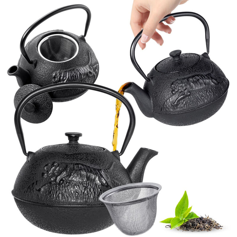 Infuseur Thé herbes Théière en fonte 720ml Pichet noir Bouilloire - Kadax