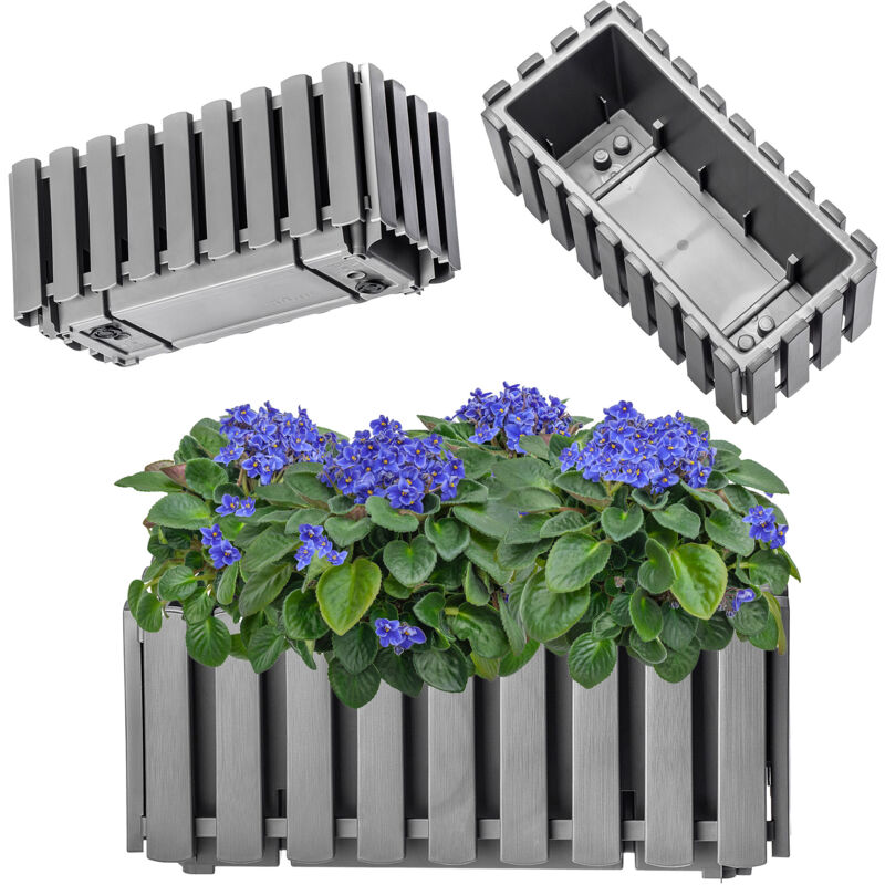 Jardinière de Balcon 38 cm Gris Pot de Fleurs Fleurs - Kadax