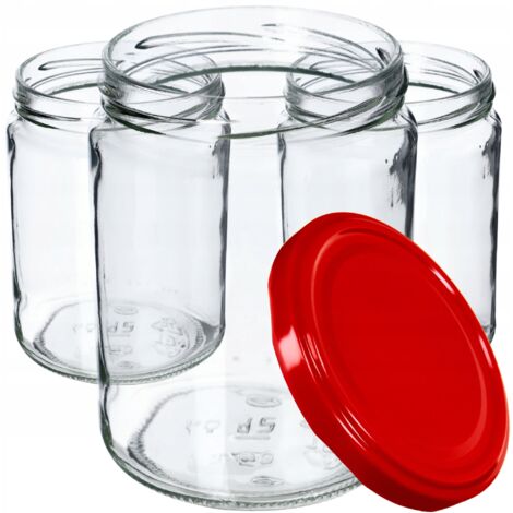 KADAX Juego de 8 tarros de almacenamiento con tapa de rosca de 540 ml, color rojo