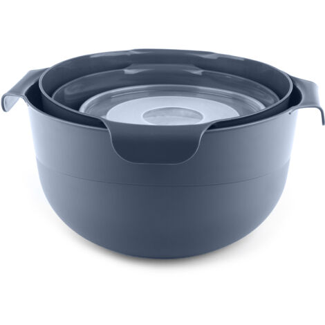 KADAX juego de cuencos de cocina 7 piezas + colador 3L, plástico, gris
