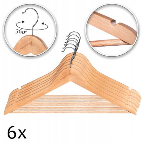 KADAX Juego de perchas de madera de 6 piezas