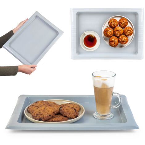 KADAX Küchen Tablett Bar Tablett aus Plastik Groß Grau 40x28cm