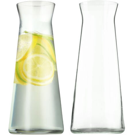 KADAX Lot de 2 carafes en verre robuste - Passe au lave-vaisselle - Carafe à eau sans plomb - Pour eau, jus, limonade, lait (1 l - 2 pièces)