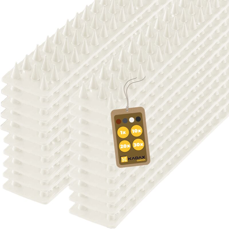 Kadax - Lot de 20 pigeons anti-oiseaux en plastique 10 m - Pour balcon, anti-pigeons - Blanc