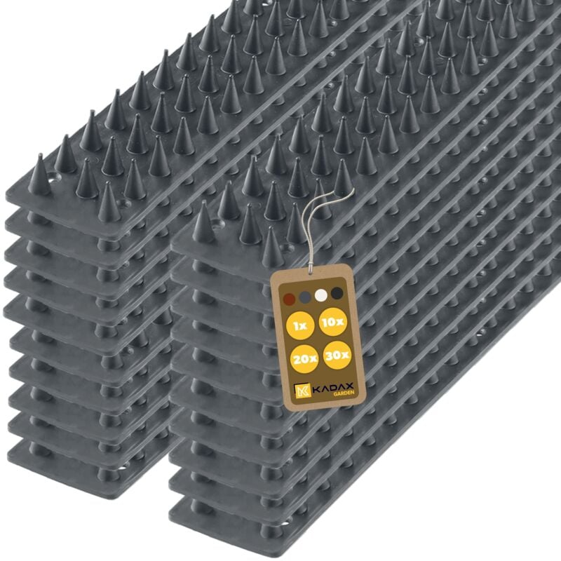 Lot de 20 pigeons anti-pigeons, 10 m, en plastique, anti-oiseaux, anti-pigeons, anti-oiseaux, anti-pigeons pour balcon, anti-pigeons (gris) - Kadax