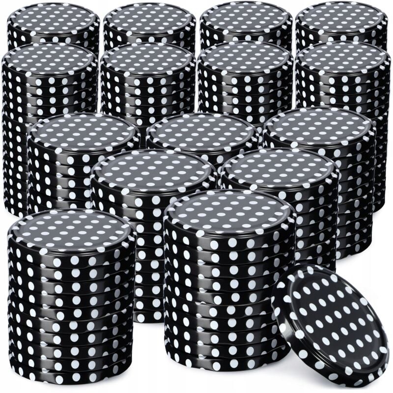 Kadax - Lot de 200 couvercles de bocaux en métal sécurisés avec quatre filetages, fermeture à visser pour mariner, conserver (pois noirs, 66 mm)