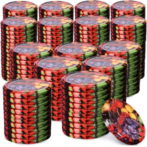 KADAX Lot de 200 couvercles de bocaux en métal sécurisés avec six filetages, fermeture à visser pour mariner, conserver des fruits, Ø 82 mm