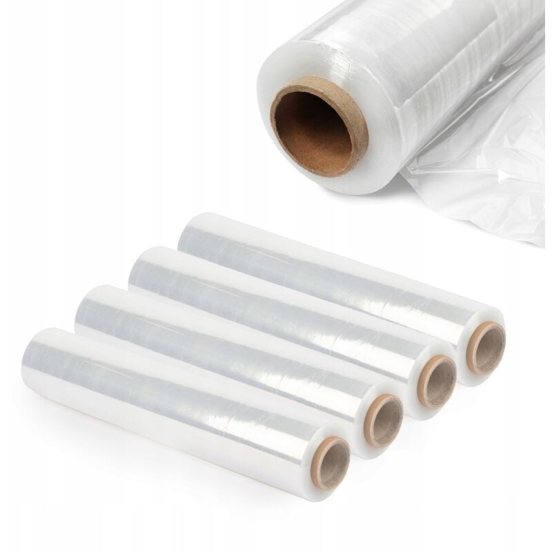 Kadax - Lot de 4 films étirables transparents - 300 x 50 cm - 3 kg - Pour meubles, entrepôt, transport, film d'emballage résistant