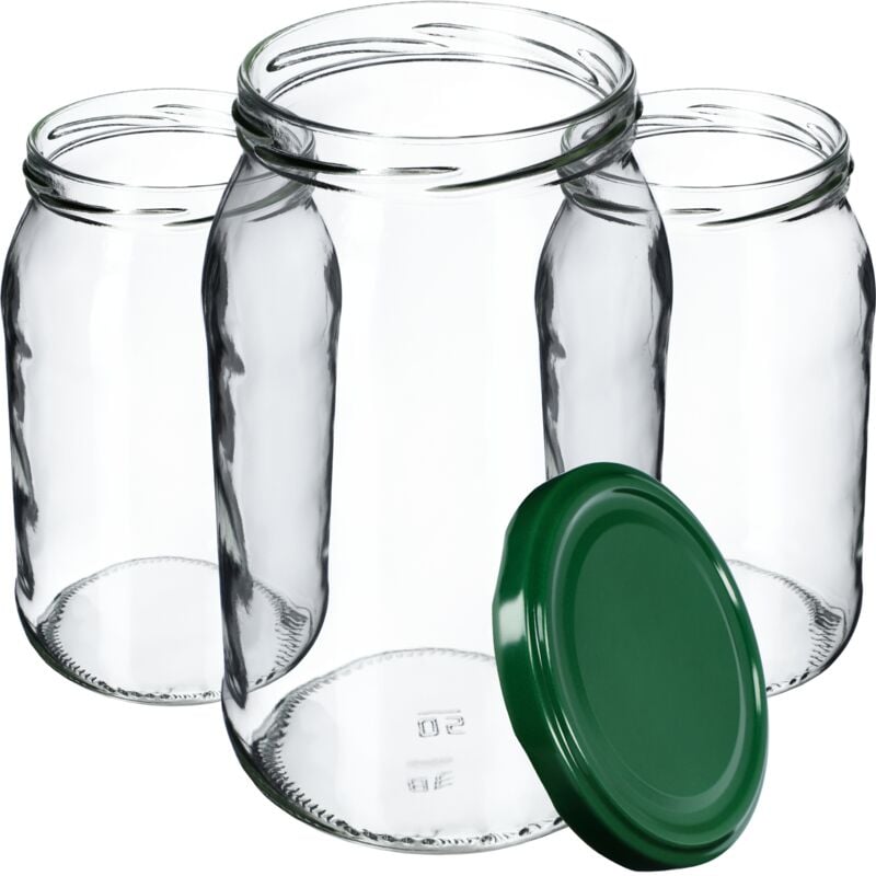 Kadax - Lot de 48 bocaux de conservation en verre pour couvercle à visser - 900 ml - Pour confiture, conservation, conserves, verts, K5198