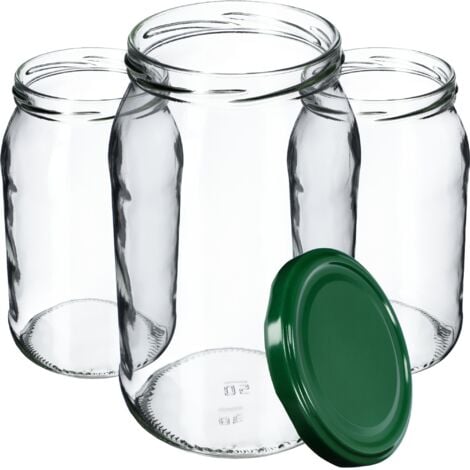 KADAX Lot de 48 bocaux de conservation en verre pour couvercle à visser - 900 ml - Pour confiture, conservation, conserves, verts, K5198