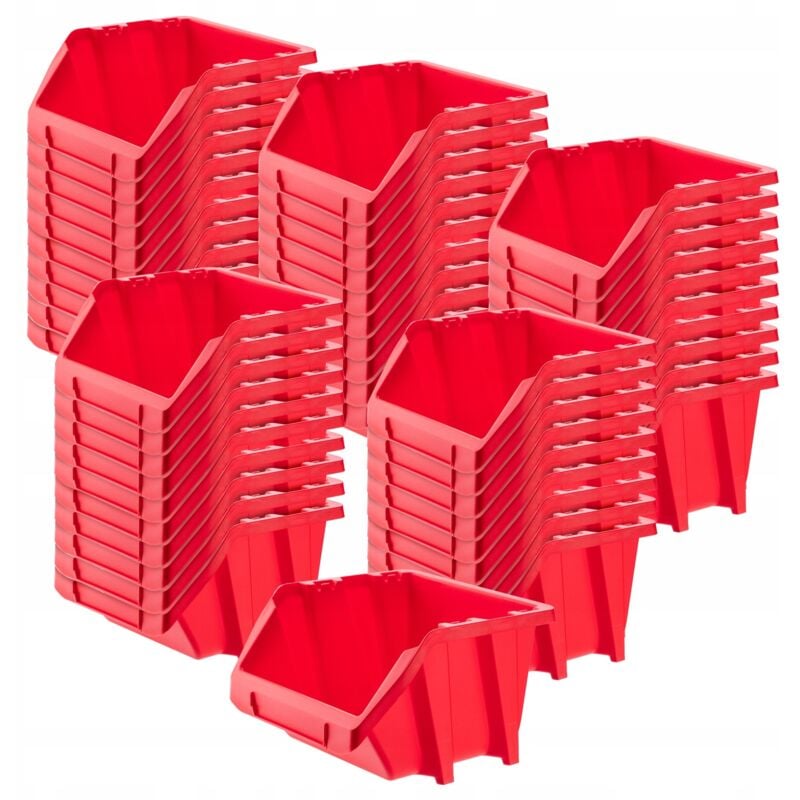 Lot de 50 boîtes de rangement en plastique pp - Différentes tailles et couleurs - Rouge - 118 x 98 mm - Kadax