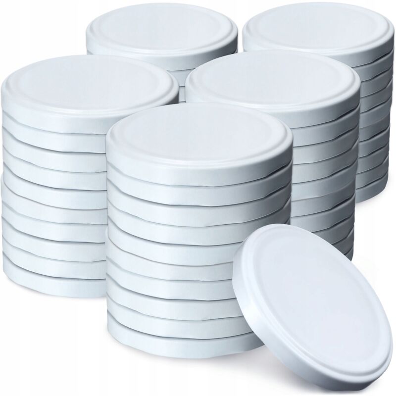 Kadax - Lot de 50 couvercles à vis fi89 mm en métal To89 pour bocaux de 1700 ml, couvercles torsadés avec 6 dents à clipser, couvercles (blanc),