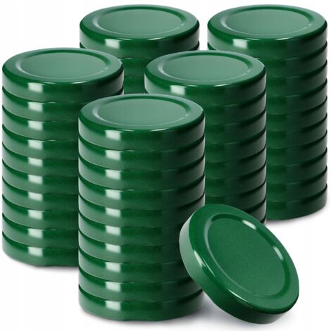 KADAX Lot de 50 couvercles à visser - Diamètre : 53 mm - En métal - Convient pour les bocaux de 115 ml - Avec 4 dents d'encliquetage - Vert