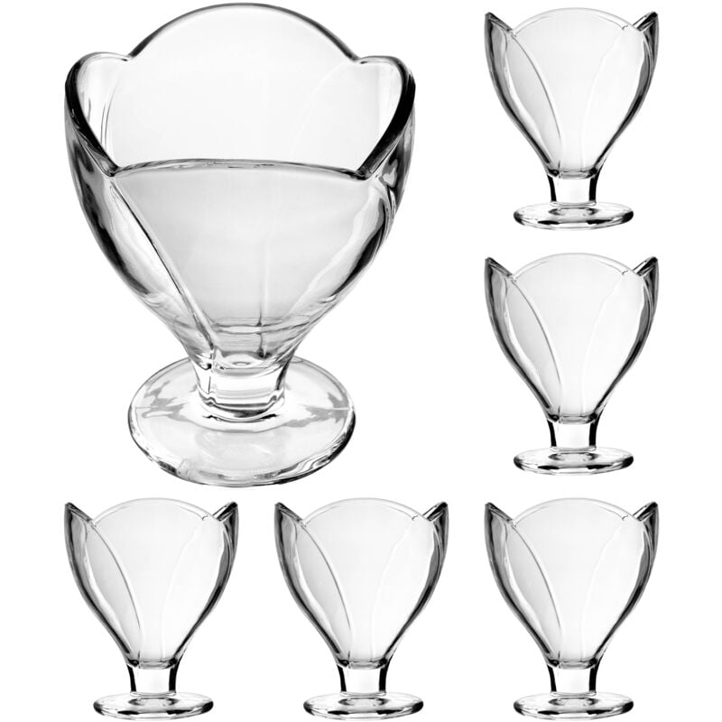 Kadax - Lot de 6 coupelles à dessert avec pied, verres à glace, verres à glace, verres à dessert, pour crème glacée, entrées, desserts et fruits