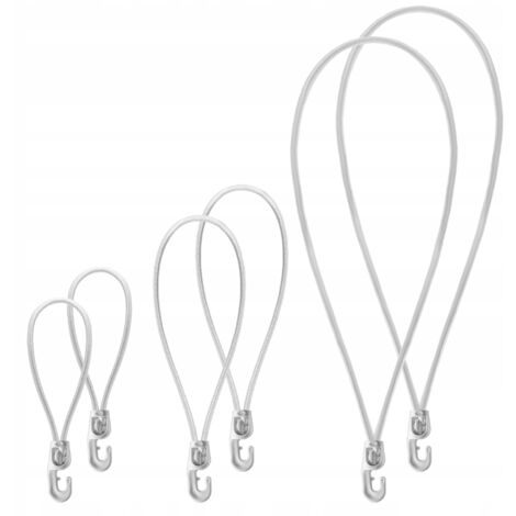 KADAX Lot de 6 tendeurs de bâche résistants aux intempéries en caoutchouc pour tentes, bâches, trampolines, caravanes (blanc/crochets/6 pièces)
