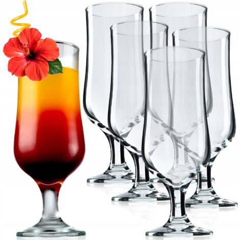 KADAX Lot de 6 verres à long drink, 370 ml, en forme de calice, en verre transparent, résistant à l'évier, verres à café glacé, milkshake (6 x 370 ml)