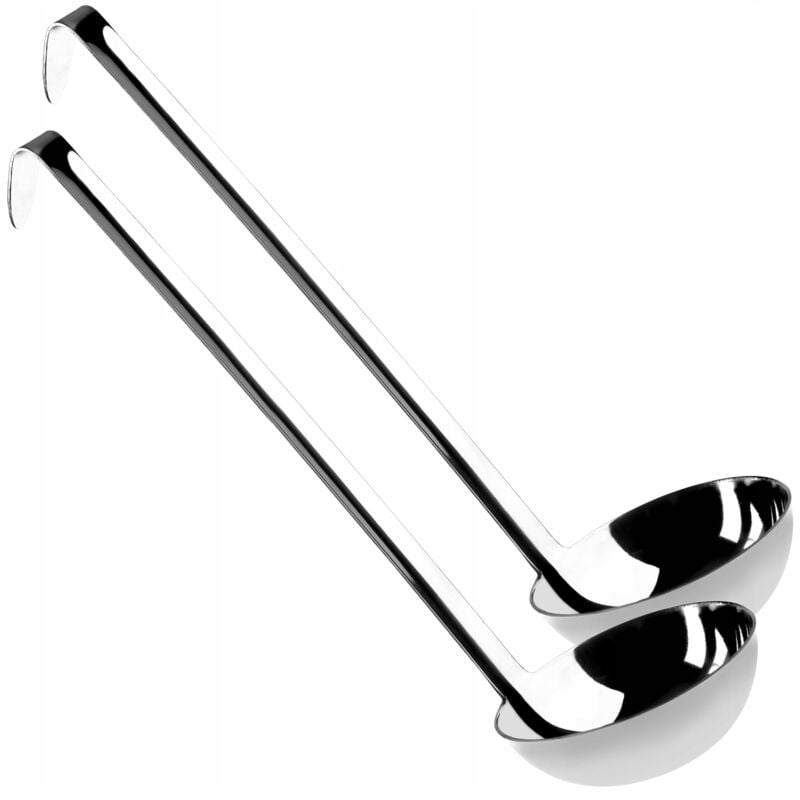 Kadax - Louche à Soupe en Inox, Louche en Acier Inoxydable avec Long Manche pour Servir des Potages, Ustensile de Cuisine (10cm / 190ml, Lot de 2)