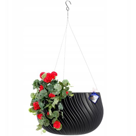 KADAX Maceta colgante para balcón terraza cuenco gris 29,5 cm