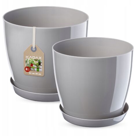 KADAX Maceta con soporte Gris set 23+28cm