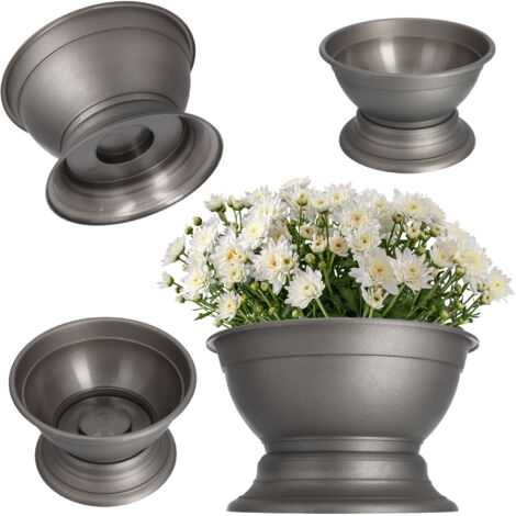KADAX Maceta de Pedestal, plástico Resistente a la Intemperie para crisantemos, pensamientos, floreros (diámetro 18 cm, Grafito)