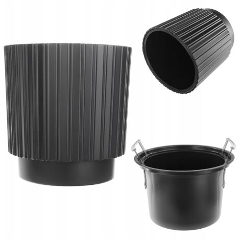 KADAX Maceta Decorativa con Inserto Interior, Redonda, Plástico, Interior y Exterior, Negro, 30 cm