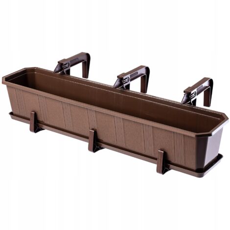 KADAX Macetero Balcón + Soportes 80cm Marrón