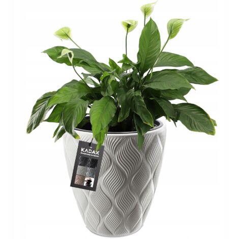 KADAX Macetero con tapa, color blanco, 42 cm
