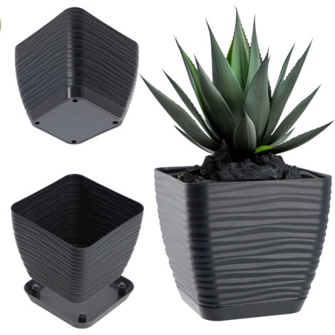 KADAX Macetero Macetero 12 cm Tapa cuadrada de plástico Antracita