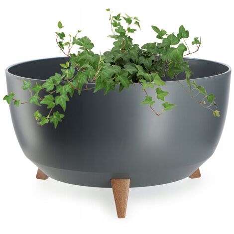 KADAX Macetero Macetero 47 cm Tapa + Pies Insertables Soporte para Flores Antracita