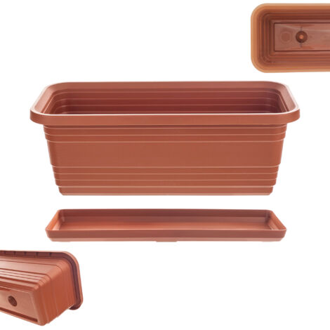 KADAX Macetero para balcón, 40 cm + base de ladrillo