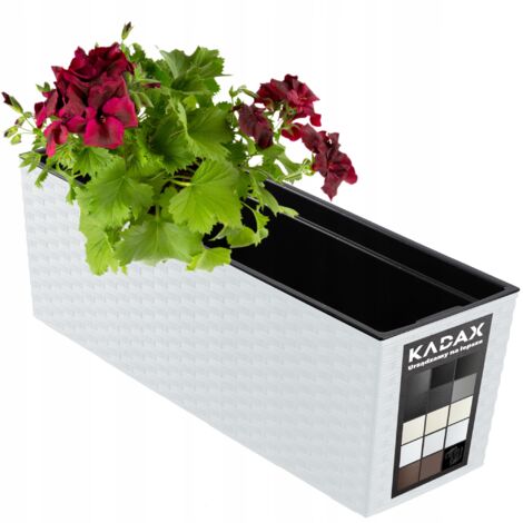 KADAX Macetero para balcón + inserto 19x56cm blanco