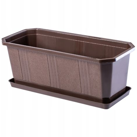 KADAX Macetero para balcón + soporte 40 cm marrón