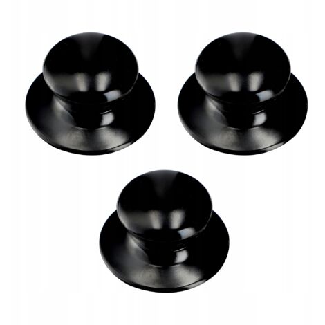 KADAX Maniglie per coperchi Set di 3 maniglie per coperchi per pentole in plastica e acciaio inossidabile, nero lucido